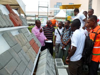 Students are taken through the process of fixing pavement Bricks and using Hollow Blocks in Composite Floors usually known as 